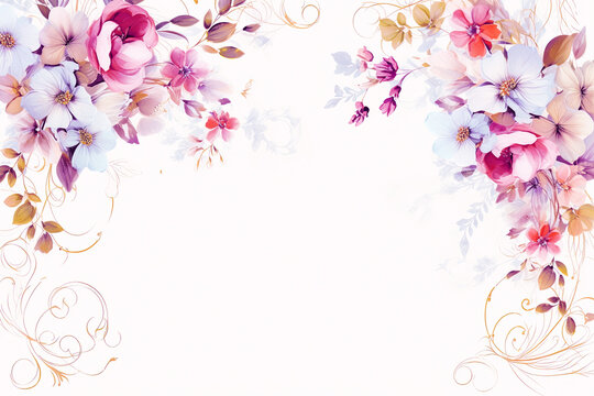 floral background with copy space for text or image, spring flowers. Generative Ai