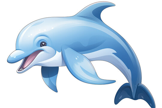 recommend clip art: smiling dolphin on a white background. Generative Ai