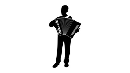 accordion player, black isolated silhouette - obrazy, fototapety, plakaty