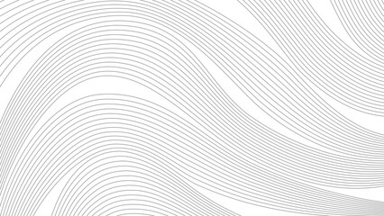 Wavy banner. Gray thin lines on white background - 777062518