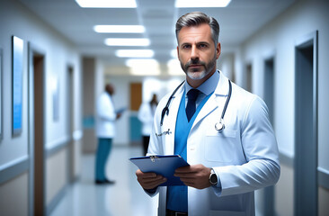 portrait of a doctor standing in hospital