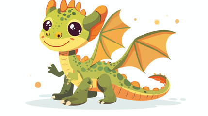 Cartoon baby dragon presenting flat vector isolated