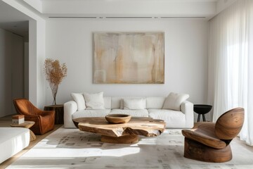 Home designer minimalist white interior inside a residential building.
