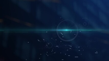 Digital animated blue background with light dot and graphic symbols and shapes. Cg - Powered by Adobe