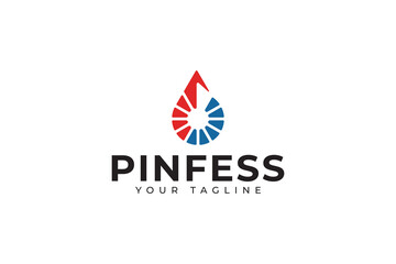 droplet with arrow shape hot cold logo design for industry repair service business