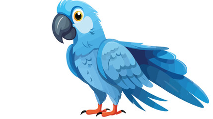 Cartoon blue parrot flat vector isolated on white background
