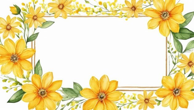 Add a touch of sunshine to your design with our vibrant yellow floral frame mockup. Let your text or photo shine in the center of nature's beauty