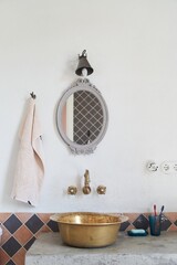 Stylish bathroom interior in a guest house. High quality photo