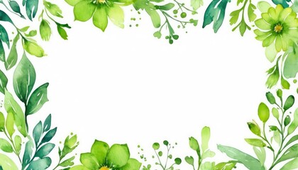 Fototapeta premium Immerse yourself in nature with our watercolor green floral frame mockup