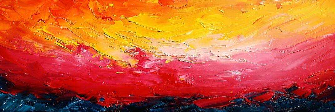 Vivid Sunset A Colorful Abstract Painting Generative AI