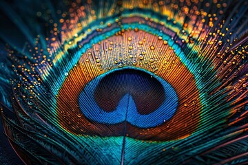 Vivid Peacock Feather A Study in Nature's Artistry Generative AI