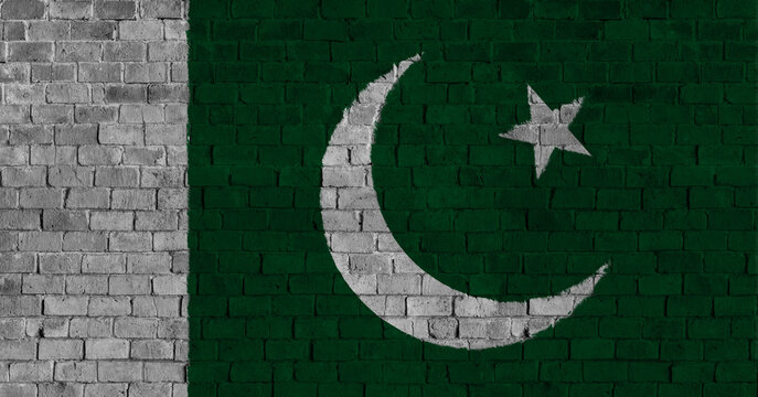 Islamic Republic of Pakistan Flag Over a Grunge Brick Background