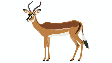 Cartoon funny impala isolated on white background flat