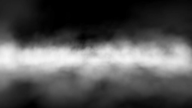 Camera Flying Through Fog On Black Background. Video Fog Or Cloud Animation Background Effect, Camera Forwards To The Smoke Or  Clouds, Low Density Cloud And Fog Effects For Video Effects Over Alpha