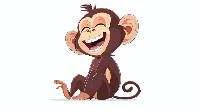 Cartoon funny monkey cartoon laughing flat vector isolated