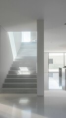 : A minimalist staircase in a modern home, blending seamlessly with the clean lines of the interior.