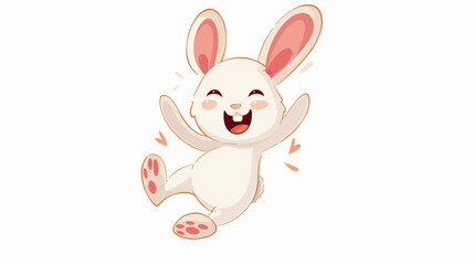 Cartoon happy bunny jumping isolated on white background