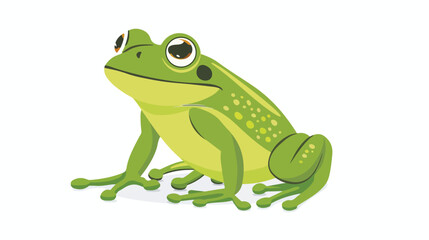 Cartoon happy green frog flat vector isolated on white