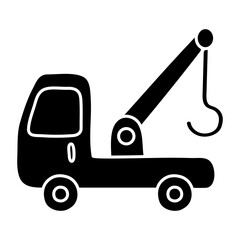 Conceptual solid design icon of tow truck 

