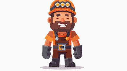 Cartoon happy miner isolated on white background flat