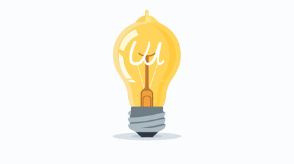 Cartoon light bulb flat vector isolated on white background