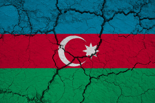 Close-Up of a Wrinkled and Cracked Old Republic of Azerbaijan Flag