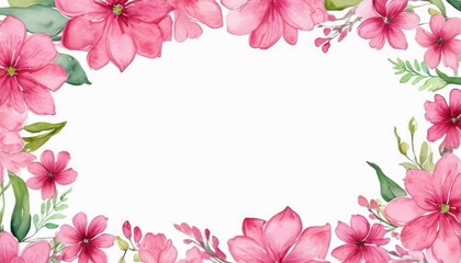 Fototapeta premium Embrace elegance with our watercolor pink floral frame mockup. Soft petals form a delicate border, perfect for showcasing your content