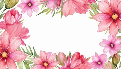 Fototapeta premium Embrace elegance with our watercolor pink floral frame mockup. Soft petals form a delicate border, perfect for showcasing your content