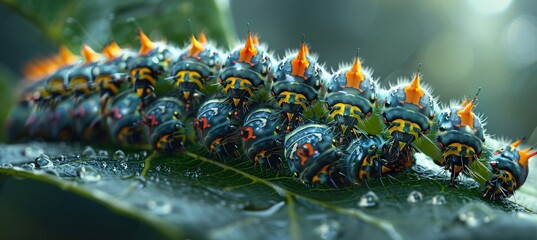 The Symbiotic Beauty A Close-up of a Caterpillar and its Host Plant Generative AI