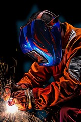Closeup of a welders hands in action sparks flying vibrant colors highlighting the art of welding embodying innovation and skill 3d isolate