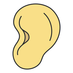 Human auditory organ icon, flat design of ear 

