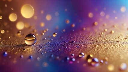 AI Generated Close-Up of Water Droplets on a Reflective Particle Surface - obrazy, fototapety, plakaty