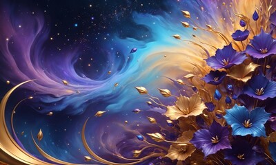 AI Generated Flowers Drifting in the Star-Filled Cosmic Expanse