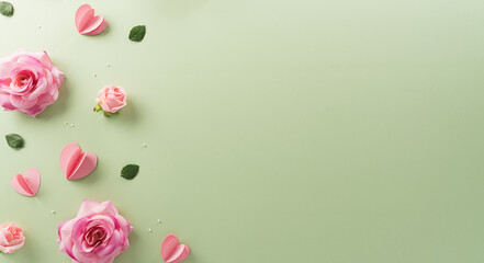 Happy Mother's day and Women's Day decoration concept made from flower on pastel background.