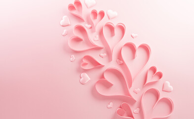 Happy Mother's day, Valentine and Women's Day decoration concept made from paper heart on pastel background.