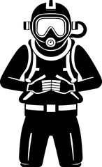 Silhouette of a scuba diver for illustration | Vector for print