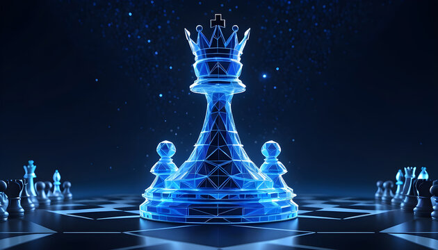 Chess Queen symbol of power luxury abstract polygon 4