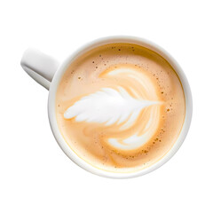 Cappuccino in white mug on transparent background. Generative ai design.