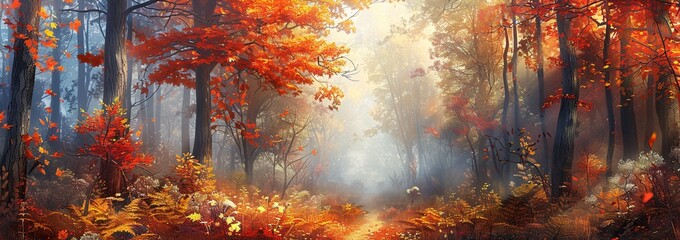 Autumnal Path A Journey Through the Season's Scenic Beauty Generative AI