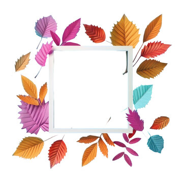 A picture frame surrounded by vivid leaves