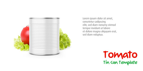 Tomato Food Tin Can Mockup Template Isolated Background