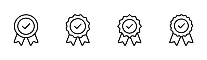 Approved or certified medal icon set vector