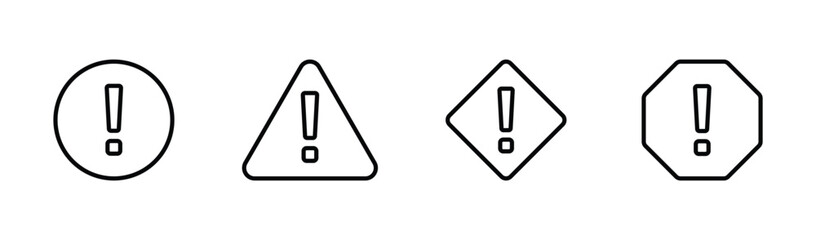 Warning icon set vector. Caution warning sign