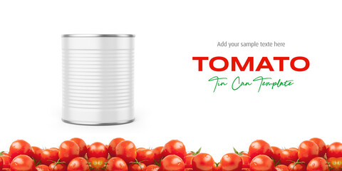 Tomato Food Tin Can Mockup Template Isolated Background