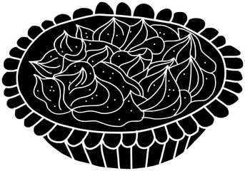 sweet illustration pie silhouette butter logo dessert icon food outline delicious pastry nut homemade sugar cake baked tart pecan shape gourmet walnut almond almond for vector graphic background