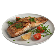 Plate of food with fish and vegetables