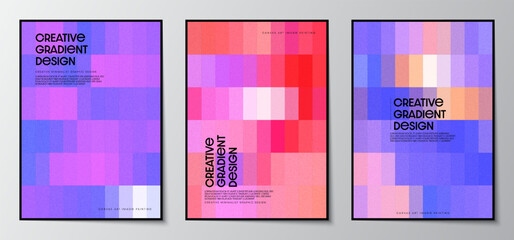 Pixels mosaic pattern gradient colorful abstract background set. Pastel Color graphic design for Covers, Posters and brochures.Vector illustration.