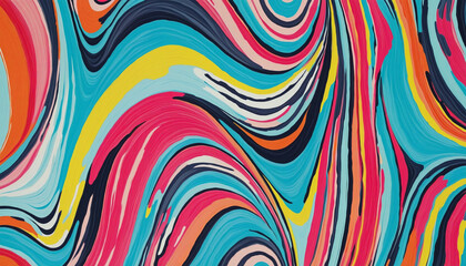 Colorful abstract brush stroke painting   pattern illustration. Modern paint line background in fun color. Messy graffiti sketch wallpaper print, freehand rough hand drawn texture bright colors