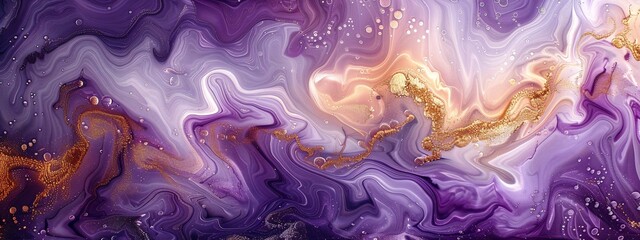 Vibrant Cosmic Dreamscape A Purple and Gold Abstract Artwork Generative AI