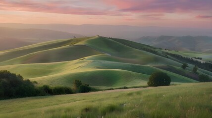 "Transport yourself to a dreamy, ethereal landscape with a soft, pastel-colored sky and rolling hills in the background for your photos."